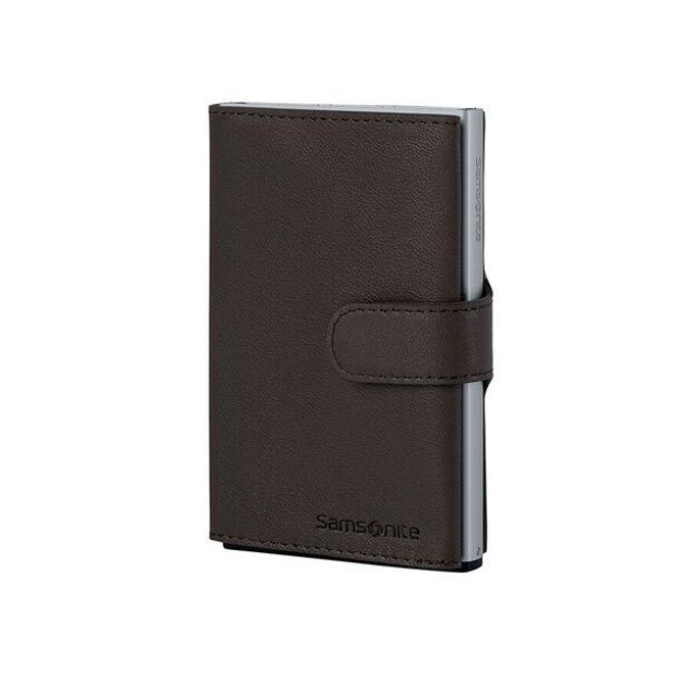 Καρτοθήκη-Πορτοφόλι Δέρμα/Αλουμίνιο Samsonite Alu Fit 133890-1251 Καφέ ΑΝΔΡΙΚΑ